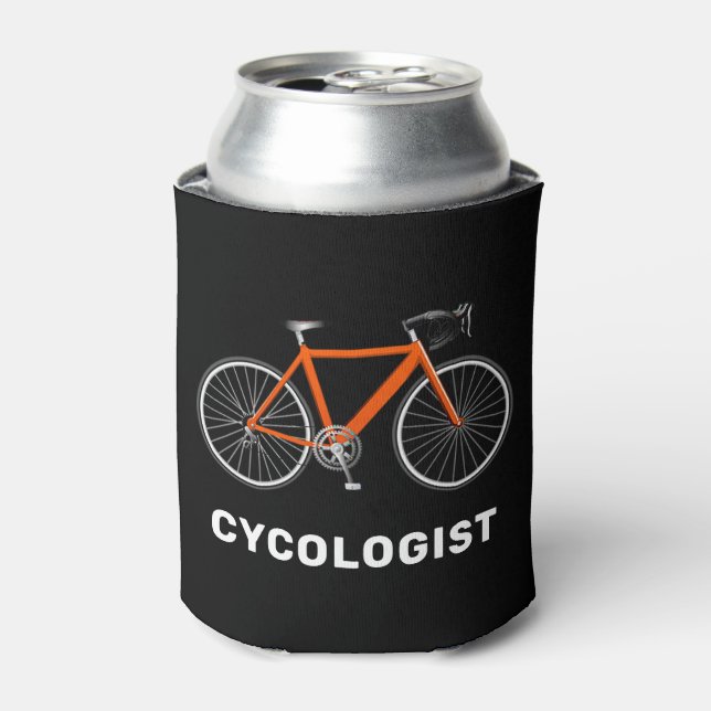 Cycologist Orange Bicycle  Can Cooler (Can Front)