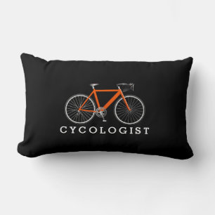 Cycologist Orange Bicycle On Black Lumbar Cushion