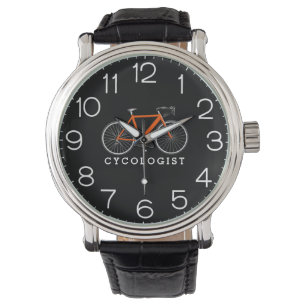 Cycologist Orange Bicycle On Black Watch