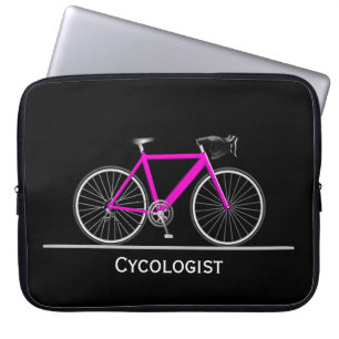 Cycologist Pink Bike on Black   Laptop Sleeve