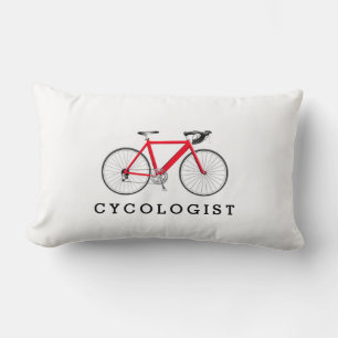 Cycologist Red Bicycle On White Lumbar Pillow
