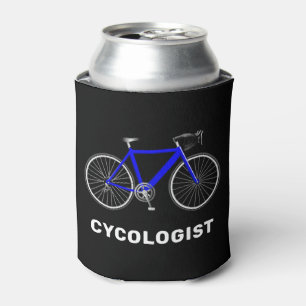 Cycologist Text and Blue Bicycle Can Cooler