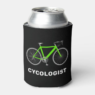Cycologist Text and Green Bicycle Can Cooler