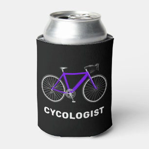 Cycologist Text and Purple Bicycle Can Cooler