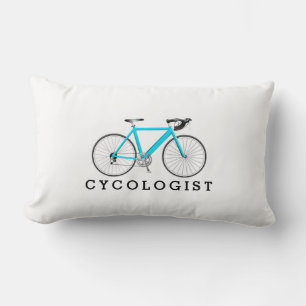 Cycologist Turquoise Bicycle On White Lumbar Cushion