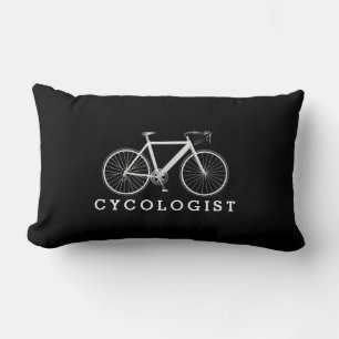 Cycologist White Bicycle On Black Lumbar Cushion