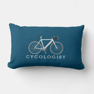 Cycologist White Bicycle On Blue Lumbar Cushion
