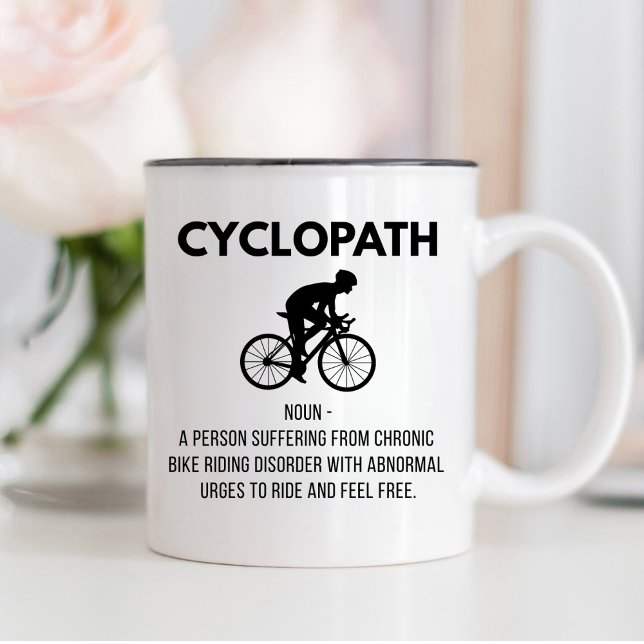 Cycopath Definition Gift, Biking Cycling Dad, Mum Two-Tone Coffee Mug (Creator Uploaded)