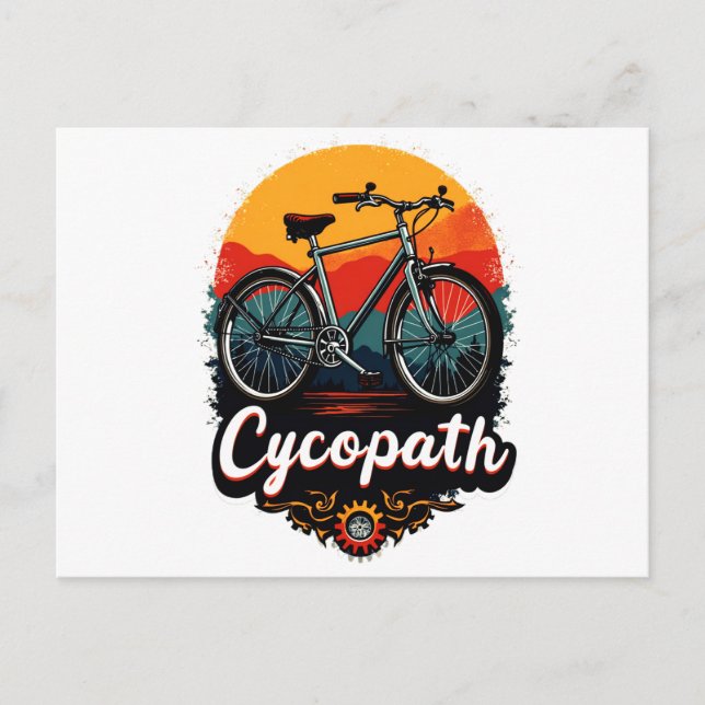 Cycopath: Energetic Bike and sunset Graphic Holiday Postcard (Front)
