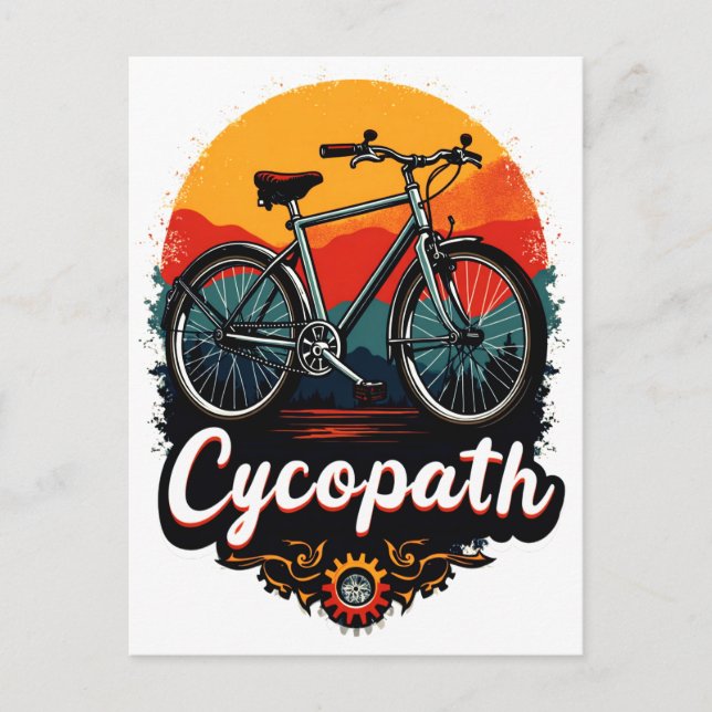 Cycopath: Energetic Bike and sunset Graphic Postcard (Front)