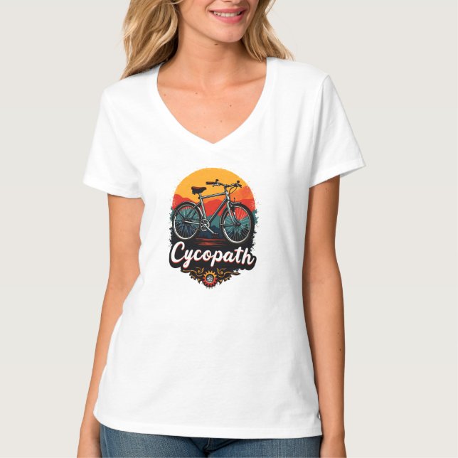 Cycopath: Energetic Bike and sunset Graphic T-Shirt (Front)