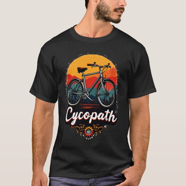 Cycopath: Energetic Bike and sunset Graphic T-Shirt (Front)