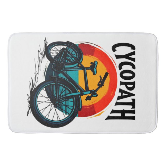 Cycopath: Energetic Bike with sunset Graphic Tee Bath Mat (Front)