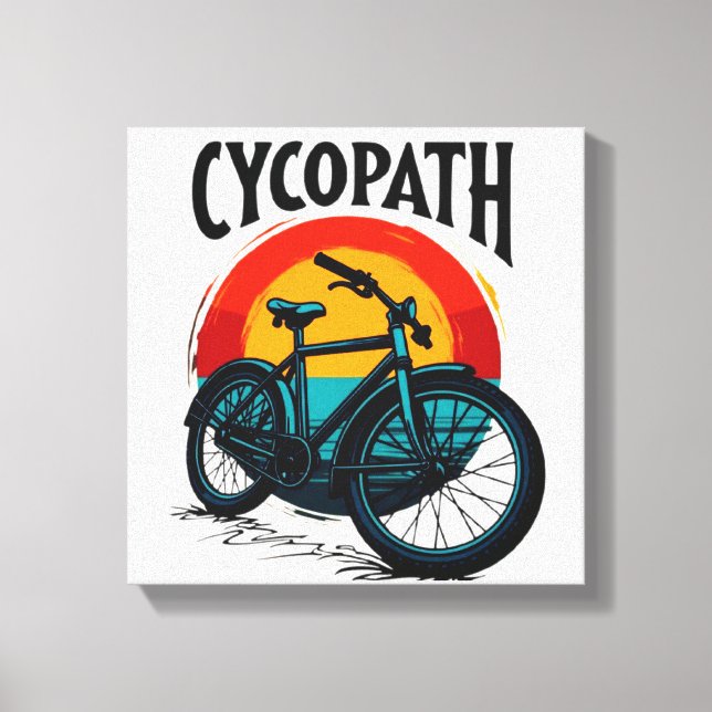 Cycopath: Energetic Bike with sunset Graphic Tee Canvas Print (Front)