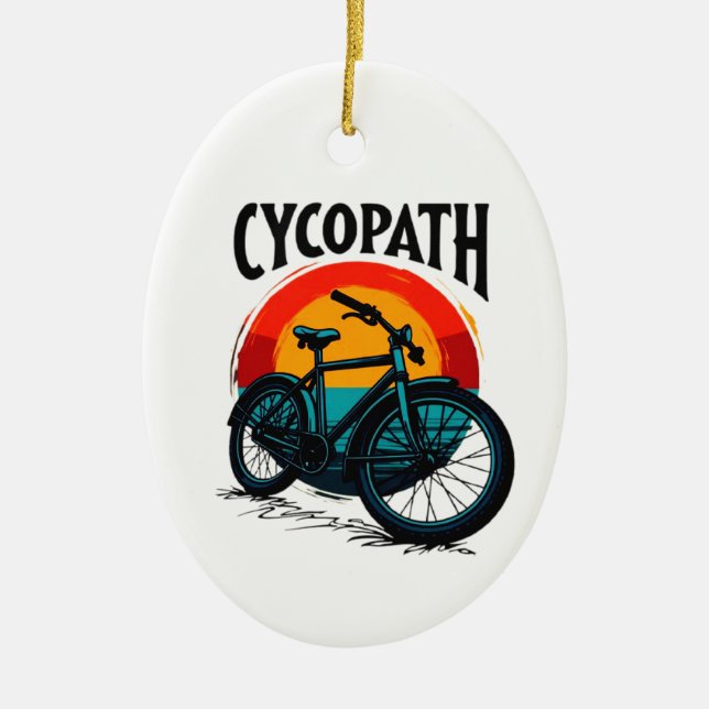 Cycopath: Energetic Bike with sunset Graphic Tee Ceramic Tree Decoration (Front)