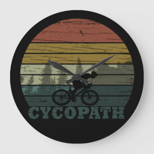 Cycopath funny biking saying large clock