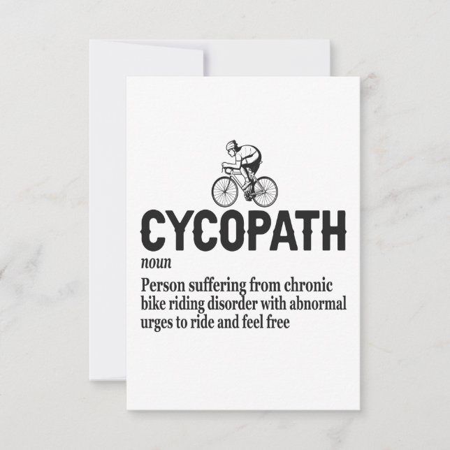 Cycopath Funny Cycling for Cyclists and Bikers  Thank You Card (Front)