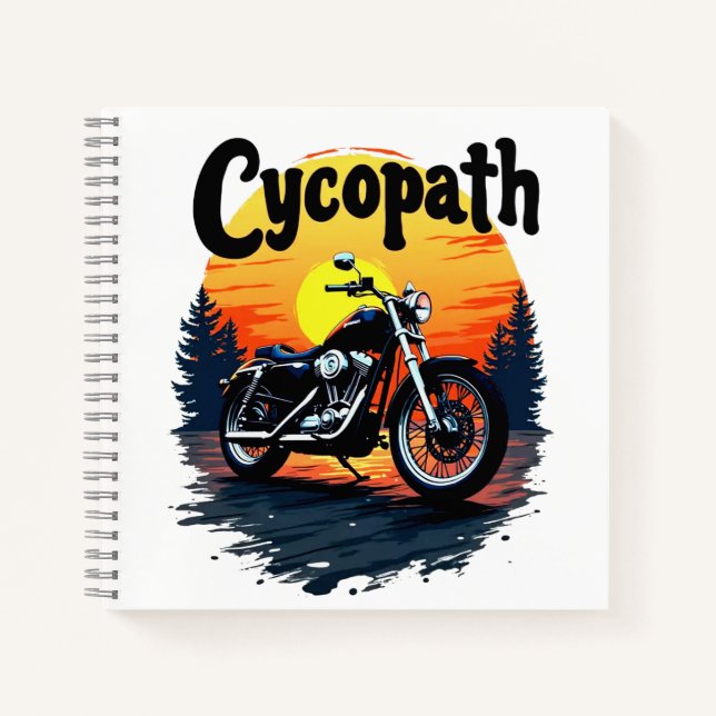Cycopath Greatest Biker Tee with sunset graphic  Notebook (Front)