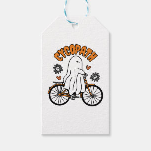 Cycopath Halloween Ghost on Orange Bicycle Gift Tags