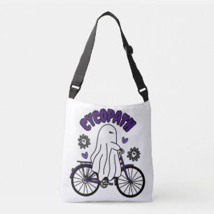 Cycopath Halloween Ghost on Purple Bicycle Crossbody Bag