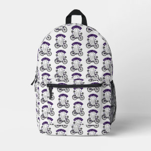 Cycopath Halloween Ghost on Purple Bicycle Printed Backpack
