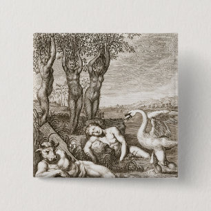 Cygnus Transformed into a Swan and Phaeton's Siste 15 Cm Square Badge