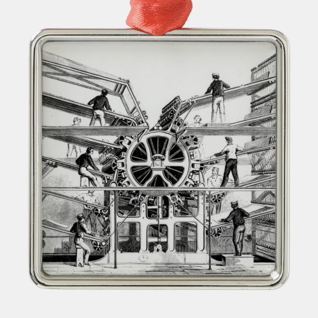 Cylinder printing press invented by Richard March Metal Tree Decoration (Front)