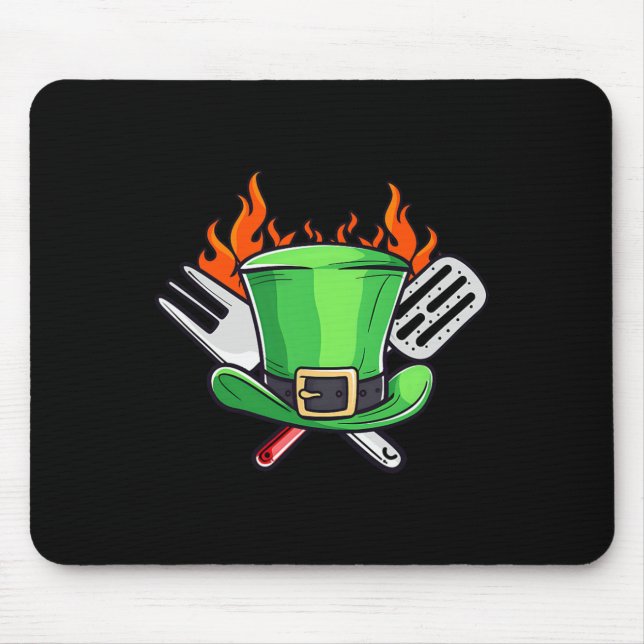 Cylinder With Bbq Equipment Design St. Patricks Da Mouse Pad (Front)