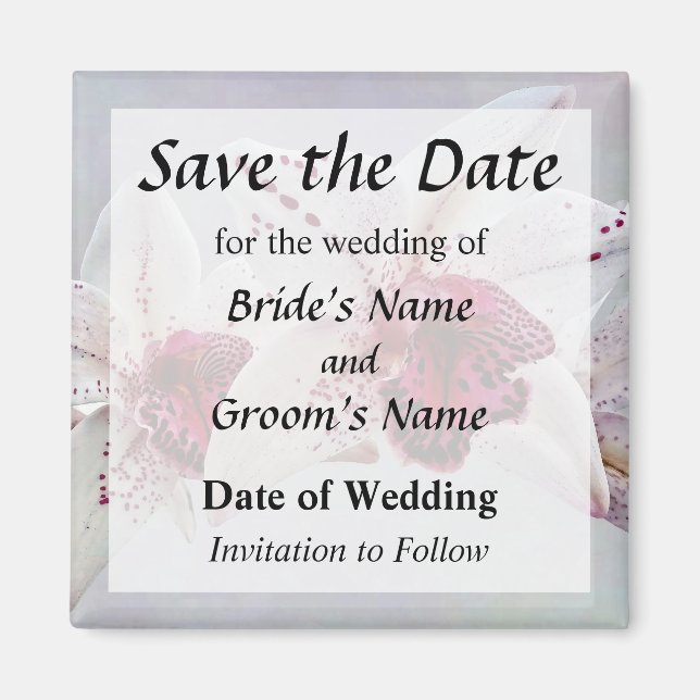 Cymbidium Baltic Dew Freckle Face Save the Date Magnet (Front)
