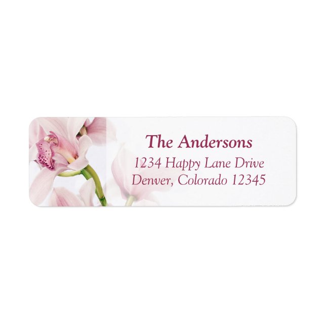 Cymbidium Orchid Wedding Return Address Labels (Front)