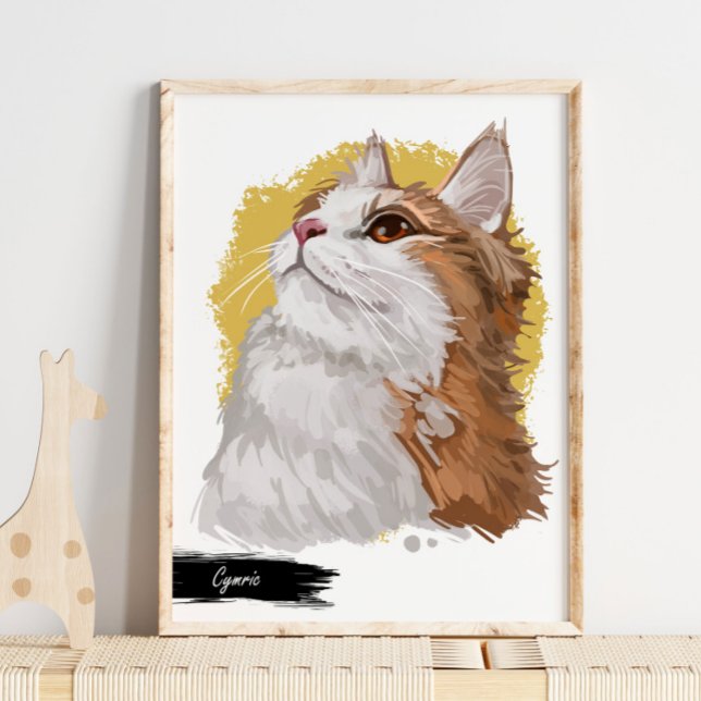 Cymric Cat Print | Cat Wall Print (Creator Uploaded)