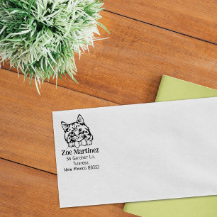 Cymric Cat Return Address Pet Rubber Stamp
