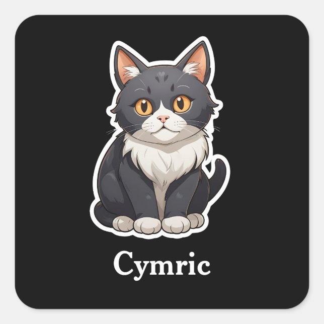 Cymric Square Sticker (Front)
