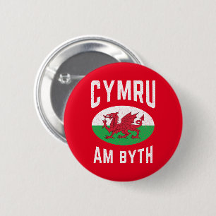 Cymru Am Byth Wales Flag Proud Welsh Vintage Rugby 6 Cm Round Badge