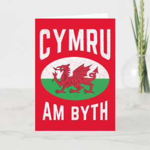 Cymru Am Byth Wales Flag Proud Welsh Vintage Rugby Card