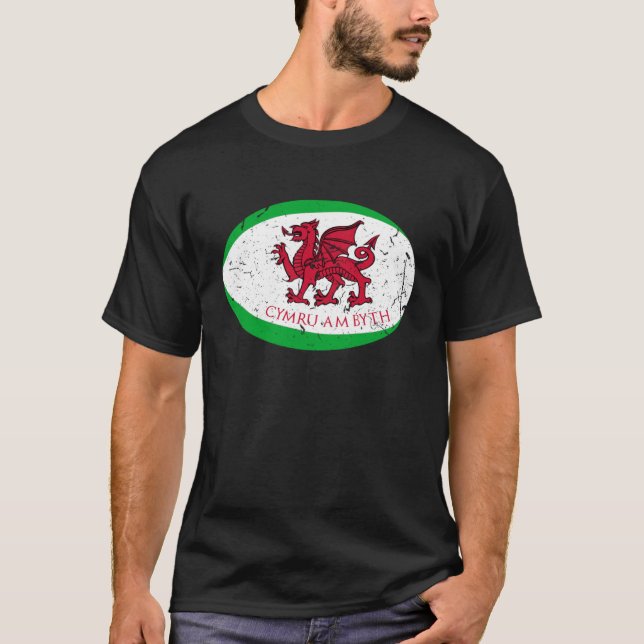 Cymru Am Byth Welsh Rugby Ball Fans T-Shirt (Front)
