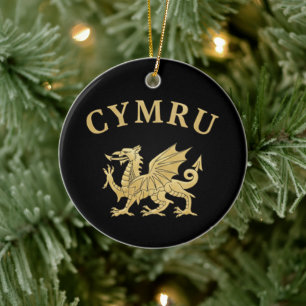 Cymru Shield Ceramic Tree Decoration
