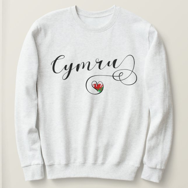 Cymru Wales Flag In Heart Sweatshirt (Design Front)