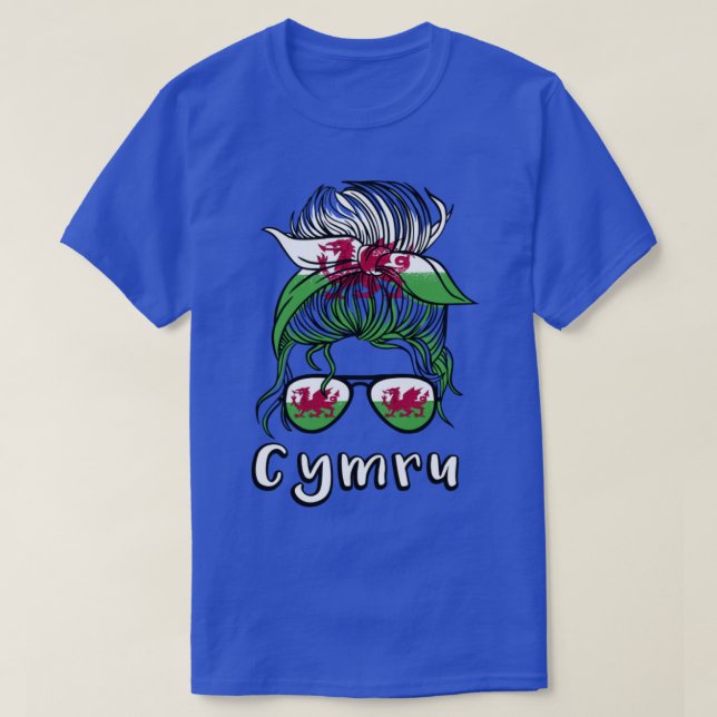 Cymru Wales Girl football World Cup Welsh flag T-Shirt (Design Front)