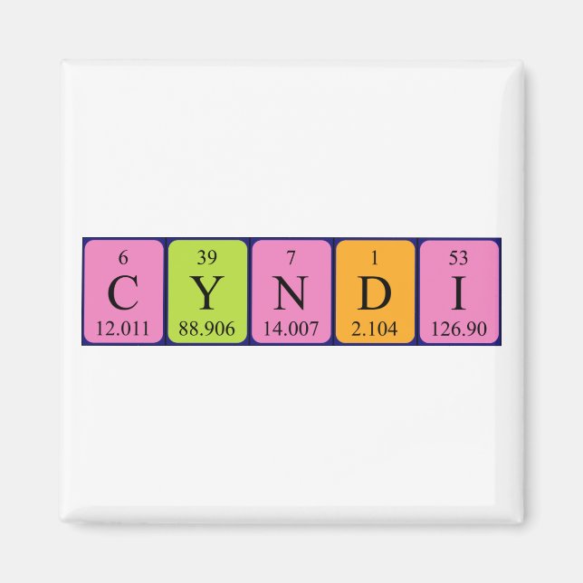 Cyndi periodic table name magnet (Front)