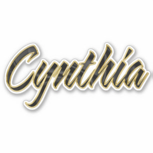 Cynthia black gold lettering sticker