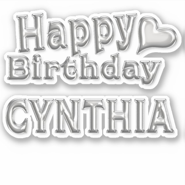 Cynthia Happy Birthday silver Sticker (Front)