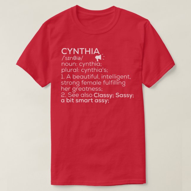 Cynthia Name Definition Cynthia Female Name 1 T-Shirt (Design Front)