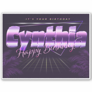 Cynthia Name Vorname lila retro Sticker Geburtstag