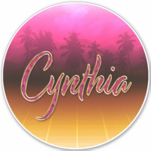 Cynthia Vorname Name golden pink Aufkleber Sticker