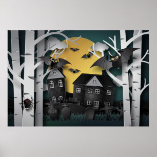 Cypress Forest, Cemetery and Bats Poster