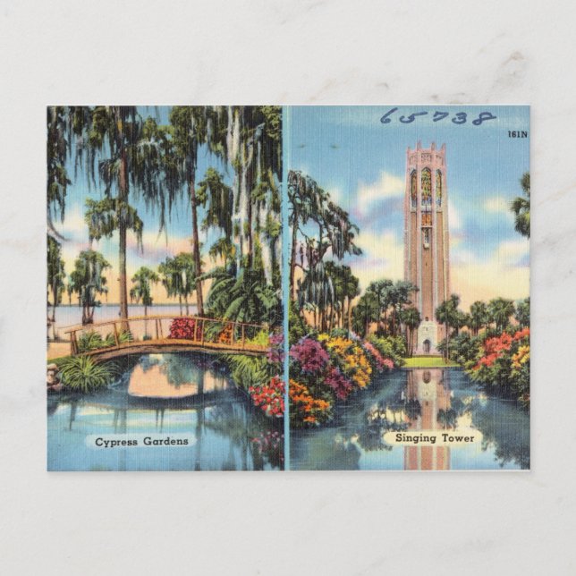 Cypress gardens, singing tower Florida Postcard (Front)