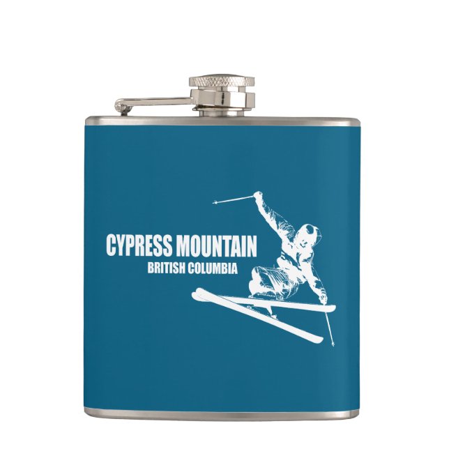 Cypress Mountain British Columbia Skier Hip Flask (Front)