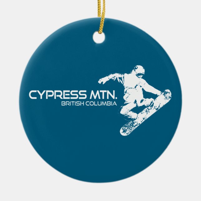 Cypress Mountain British Columbia Snowboarder Ceramic Tree Decoration (Front)