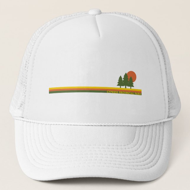 Cypress Provincial Park Pine Trees Sun Trucker Hat (Front)